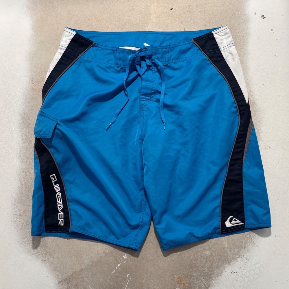 Quiksilver Mens Blue Colorblock Board Shorts Swim Trunks Size 36 E101948